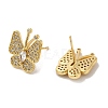 Rack Plating Real 18K Gold Plated Brass Butterfly Stud Earrings EJEW-B034-06G-2