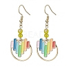 Heart Alloy Enamel & Brass Ring Dangle Earrings for Women EJEW-JE05922-1