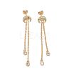 Brass Micro Pave Clear Cubic Zirconia Dangle Stud Earrings EJEW-K083-16G-1