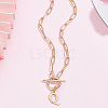 304 Stainless Steel Letter Pendant Necklaces NJEW-LP0001-52Q-G-3
