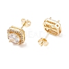 Clear Cubic Zirconia Square Stud Earrings EJEW-C029-07G-2