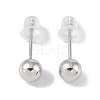 Anti-Tarnish Rhodium Plated Round 999 Fine Silver Stud Earrings for Women EJEW-S215-17P-2