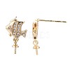 Brass Micro Pave Clear Cubic Zirconia Stud Earring Findings KK-Q764-032-3