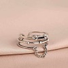 Rectangle 925 Sterling Silver Enamel Adjustable Cuff Rings for Women FS-WGEEF9E-01-3