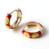 Daisy Flower Enamel Hoop Earrings EJEW-G290-01G-D-3
