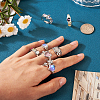 7Pcs 7 Style Rhinestone Heart & Star & Half Round Open Cuff Rings Set with Cat Eye Beaded RJEW-TA0001-03-5