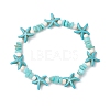 3Pcs 3 Colors Synthetic Turquoise & Natural Freshwater Shell Beads Stretch Bracelets for Women BJEW-JB12537-3