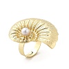 Conch Alloy Adjustable Rings for Women RJEW-B108-03KCG-5