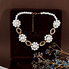 Alloy Rhombus & Plastic Flower Link Chain Necklaces for Women WG7D712-01-5