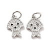 Dog Brass Micro Pave Clear Cubic Zirconia Charms KK-G425-14-2