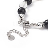 Natural & Synthetic Mixed Stone Beaded Bracelet with Cross Charm BJEW-TA00184-02-3