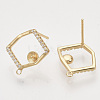 Brass Micro Pave Clear Cubic Zirconia Stud Earring Findings KK-T054-55G-NF-2