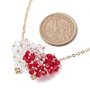 Double Interlocking Heart Glass Pendant Necklaces NJEW-TA00132-3