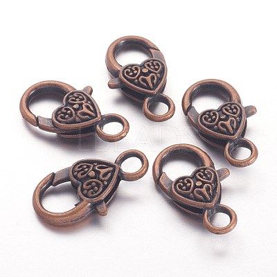 Tibetan Style Heart Lobster Claw Clasps X-K08Y0061-1