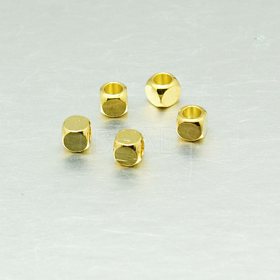 Cube Brass Spacer Beads KK-L015B-01G-1