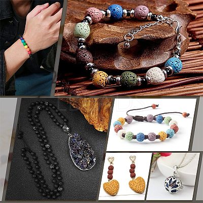 Synthetic Lava Rock Beads Strands G-S247-8mm-08-1-1