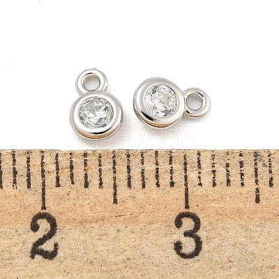 925 Sterling Silver Pave Clear Cubic Zirconia Flat Round Charms STER-B005-01P-1