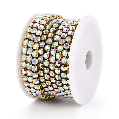 Brass Rhinestone Strass Chains CHC-T001-SS28-02G-1