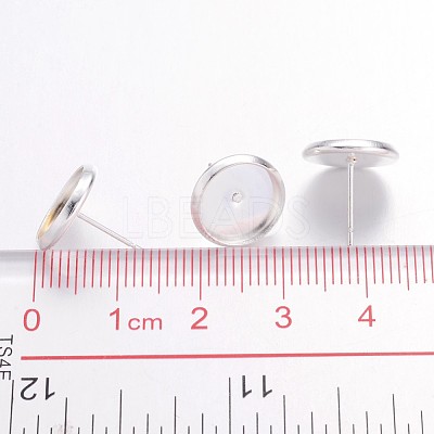 Brass Stud Earring Settings IFIN-Q006-10mm-S-NF-1
