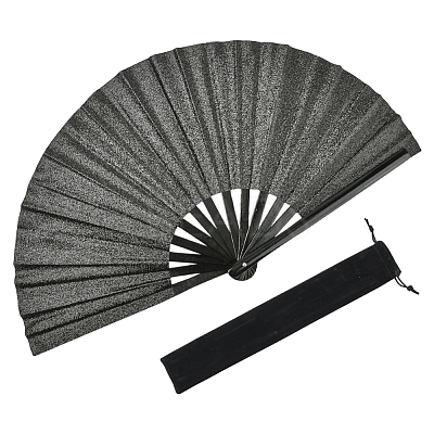 1Pc Bamboo with Oxford Fabric Glitter Powder Folding Fans AJEW-SP0003-77B-1