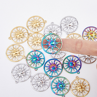 18Pcs 3 Colors Ion Plating(IP) 304 Stainless Steel Pendants STAS-DC0014-15-1