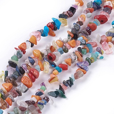 Natural & Synthetic Gemstone Chips Beads Strands G-L154-21-1