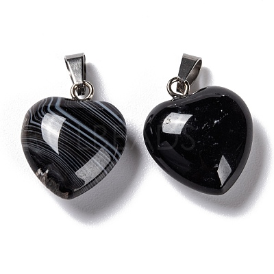 Natural Dyed & Heated Black Agate Pendants G-I311-A16-1