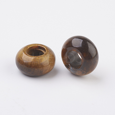 Natural Tiger Eye European Beads X-G-G740-14x8mm-10-1