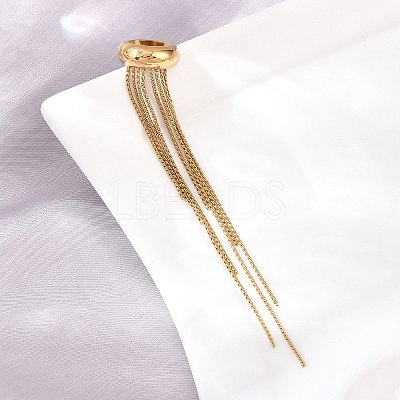 304 Stainless Steel Tassel Cuff Earrings for Women SA-H003-06G-1
