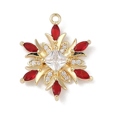 Christmas Theme Brass Micro Pave Cubic Zirconia Pendants KK-Z065-01-01G-1