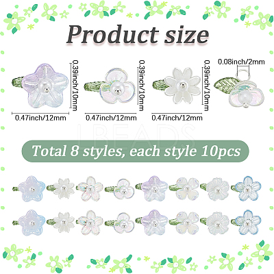 80Pcs 8 Colors Transparent Acrylic Pendants FIND-SC0021-52-1