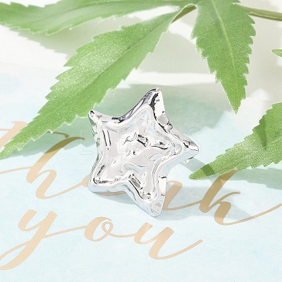 Anti-Tarnish 304 Stainless Steel Star Open Cuff Rings RJEW-M047-06P-1