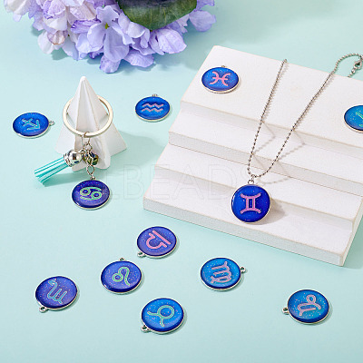 12Pcs 12 Constellations Epoxy Resin Pendants FIND-TAC0027-38-1