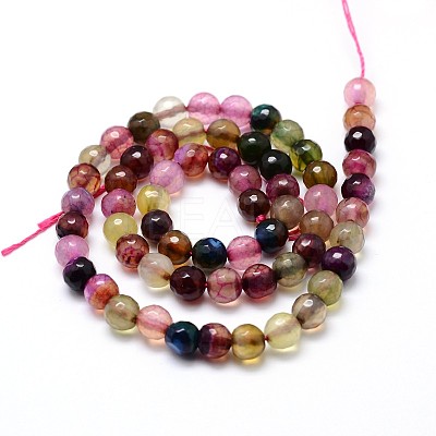 Dyed Natural Agate Faceted Round Beads Strands G-P098-02-1