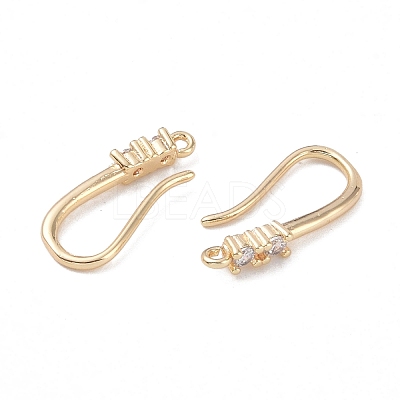 Brass Micro Pave Rectangle Cubic Zirconia Earring Hooks KK-U008-13G-1