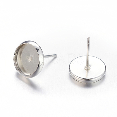 Silver Color Plated Brass Earring Settings X-IFIN-Q006-S-NF-1