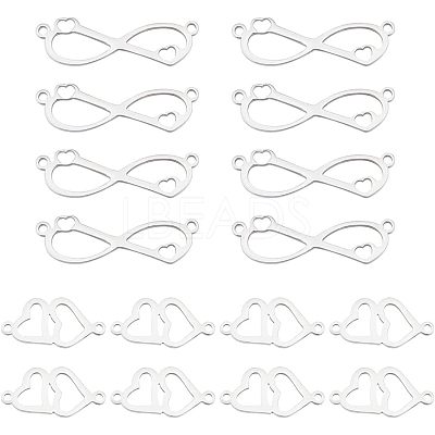 20Pcs 2 Styles 201 Stainless Steel Connector Charms FIND-HY0001-18-1