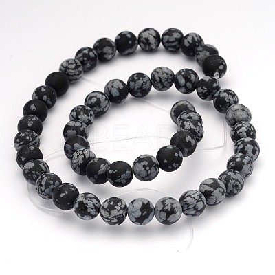 Natural Snowflake Obsidian Gemstone Beads G-J338-03-8mm-1