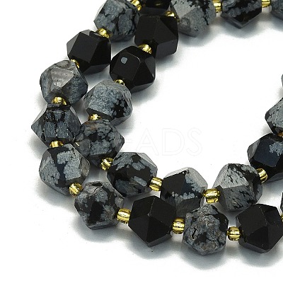 Natural Snowflake Obsidian Beads Strands G-I376-A04-01-1