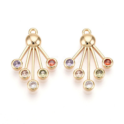 Brass Micro Pave Cubic Zirconia Pendants KK-N262-107A-G-1