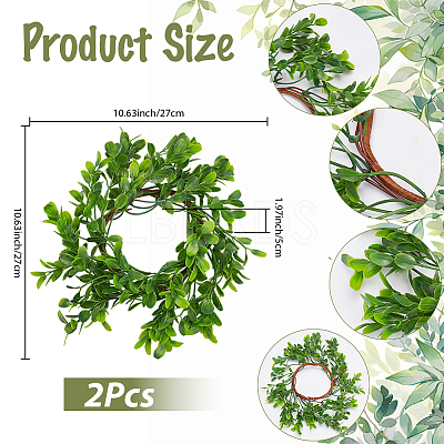 2Pcs Cloth Artificial Leaf Candle Rings Wreath AJEW-SP0004-47B-1