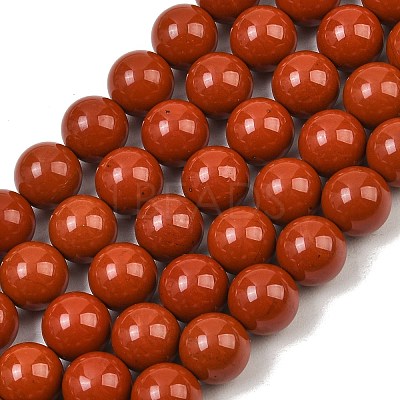 Grade A Natural Red Jasper Bead Strands G-P075-36-10mm-1