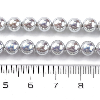 UV Plating Pearlized Glass Pearl Beads Strands GLAA-F128-01A-T12-1
