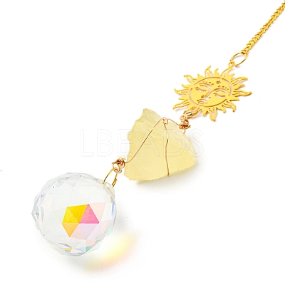 Wire Wrapped Nuggets Natural Citrine Pendant Decorations HJEW-C008-03C-G-1