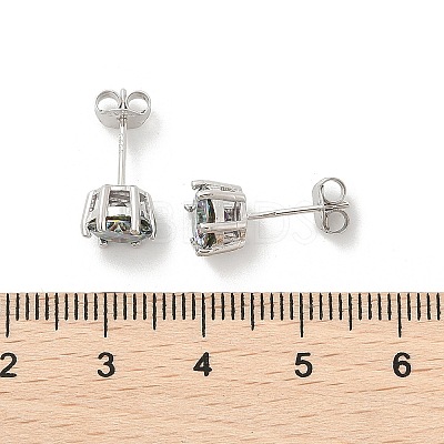 925 Sterling Silver Moissanite Rhinestone Stud Earrings EJEW-U042-05P-04-1
