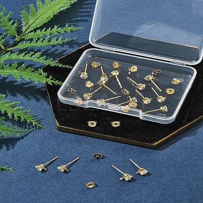 16Pcs Brass Stud Earring Findings KK-FS0001-56G-1