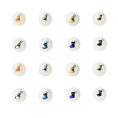 80Pcs 8 Colors Christmas Opaque Glass Beads EGLA-YW0001-05-1
