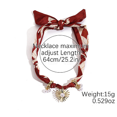 Heart Alloy Enamel & Resin & Glass & Plastic Pearl & Rhinestone Tassel Scarf Choker Necklaces FS-WG248CD-02-1