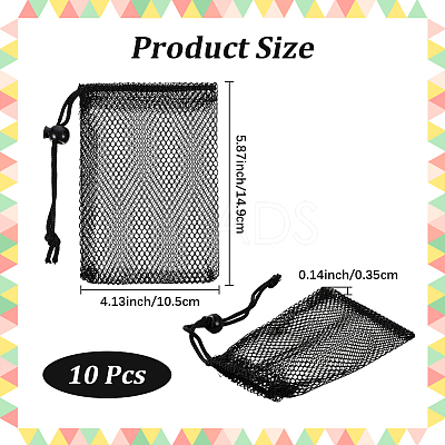 10Pcs Polyester Mesh Drawstring Bags ABAG-CN0001-43B-1