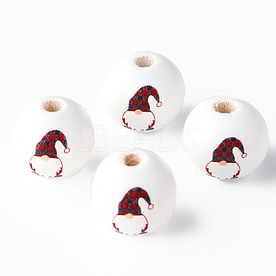 Painted Natural Wood Round Beads X1-WOOD-N006-180C-1